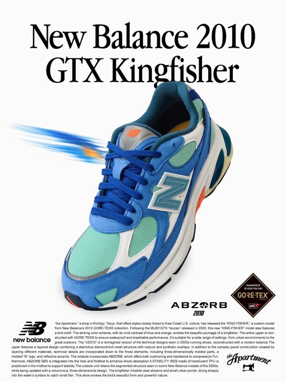 the Apartment x New Balance ABZORB 2010 GTX “Kingfisher”が10月31日発売