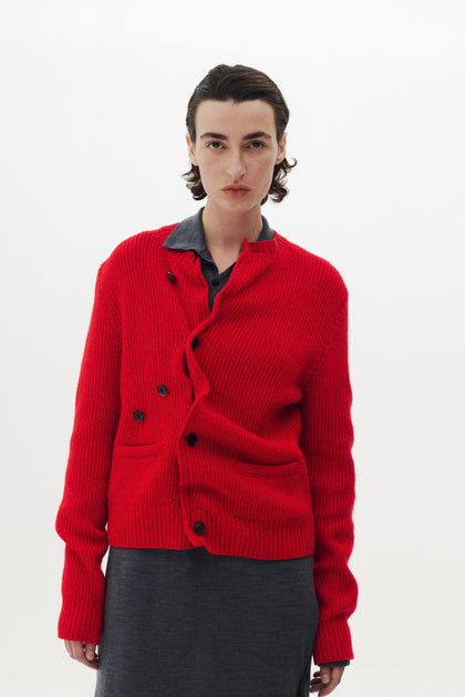 YOKE Lambs Wool Sculptural Wired Crew Neck Cardigan YK26FW01384S 2026年10月10日発売