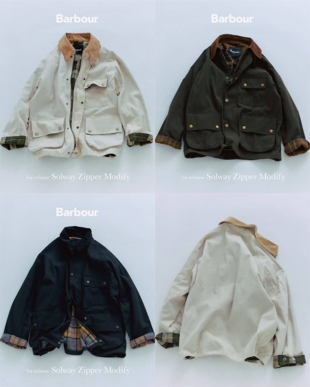 Barbour × JOURNAL STANDARD relume 26AW ソルウェイジッパー国内発売