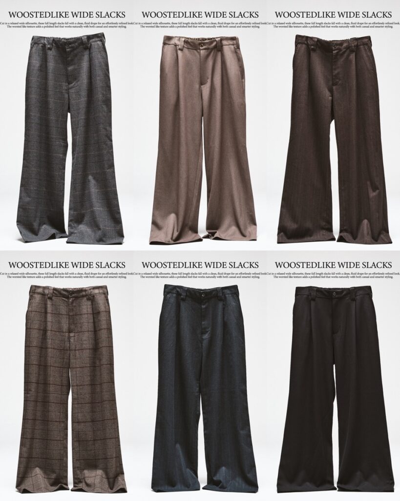 Goss!p|417 EDIFICEの新作『WOOSTEDLIKE WIDE SLACKS』全6色登場!